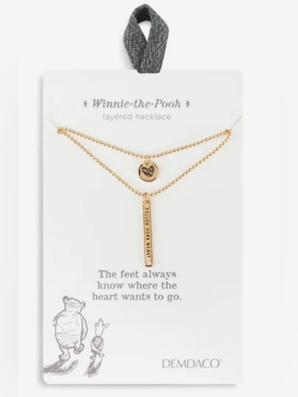 New Disney Winnie The Pooh Gold Necklace Set 15" Plus 2" Ext Friends Forever Bar
